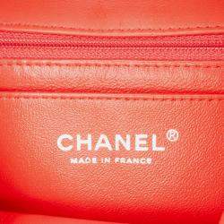 Pre Owned Chanel Orange Mini Rectangular Classic Velvet Single Flap