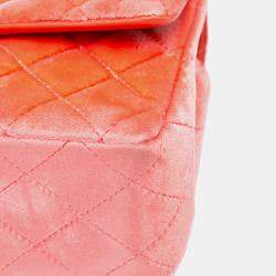 Pre Owned Chanel Orange Mini Rectangular Classic Velvet Single Flap
