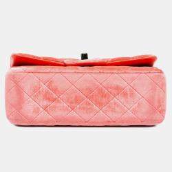 Pre Owned Chanel Orange Mini Rectangular Classic Velvet Single Flap