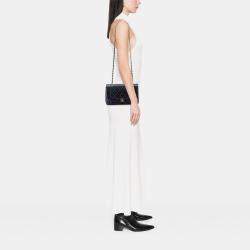 Pre Owned Chanel Black Medium Lambskin Diana Flap Blag