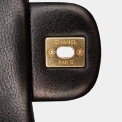 Pre Owned Chanel Black/Gold Calfskin Chevron Rock The Corner Flap Bag