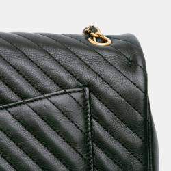 Pre Owned Chanel Black/Gold Calfskin Chevron Rock The Corner Flap Bag