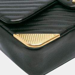 Pre Owned Chanel Black/Gold Calfskin Chevron Rock The Corner Flap Bag