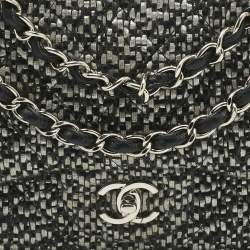 مملوكة مسبقًا Chanel Black/Grey Quilted Tweed Jumbo Classic Double Flap Bag