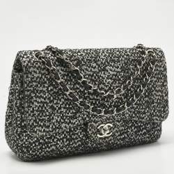 مملوكة مسبقًا Chanel Black/Grey Quilted Tweed Jumbo Classic Double Flap Bag