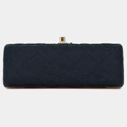 Pre Owned Chanel Black Mini Square Quilted Satin Single Flap Bag