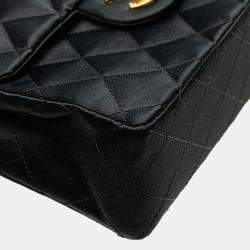 Pre Owned Chanel Black Mini Square Quilted Satin Single Flap Bag