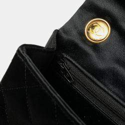 Pre Owned Chanel Black Mini Square Quilted Satin Single Flap Bag