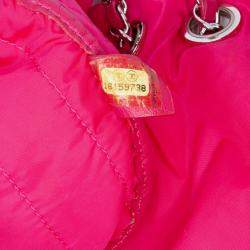 Pre Owned Chanel Pink Jumbo Quilted Nylon Soft Shell Flap