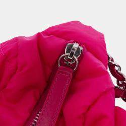 Pre Owned Chanel Pink Jumbo Quilted Nylon Soft Shell Flap