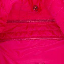 Pre Owned Chanel Pink Jumbo Quilted Nylon Soft Shell Flap