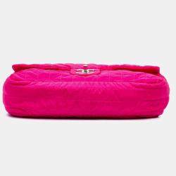 Pre Owned Chanel Pink Jumbo Quilted Nylon Soft Shell Flap