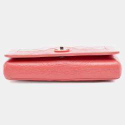 Pre Owned Chanel Pink Crumpled Calfskin Bi Quilted Vintage Full Flap