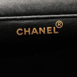 Pre Owned Chanel Black Medium Quilted Lambskin Double Sided Flap