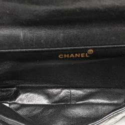 Pre Owned Chanel Black Medium Quilted Lambskin Double Sided Flap