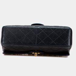 Pre Owned Chanel Black Medium Quilted Lambskin Double Sided Flap