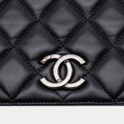 Pre Owned Chanel Black Medium Quilted Lambskin Ballerine Flap