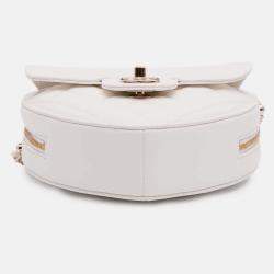 Pre Owned Chanel White Lambskin CC in Love Heart Crossbody