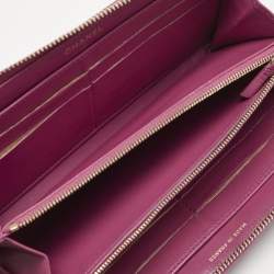 Pre Owned Chanel Pink Crocodile CC CC Zip Around Wallet