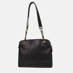 Pre Owned Chanel Black Calfskin Shoulder Bag