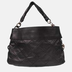 Pre Owned Chanel Black Calfskin Handbag