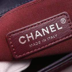 Pre Owned Boy Chanel Dark Navy Calfskin Medium Shoulder Bag