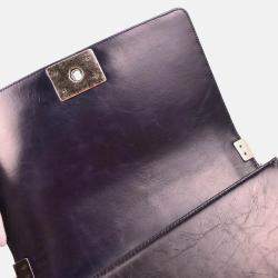 Pre Owned Boy Chanel Dark Navy Calfskin Medium Shoulder Bag