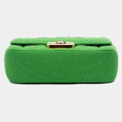 Pre Owned Chanel Green Mini Jersey Chic With Me Flap