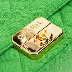 Pre Owned Chanel Green Mini Jersey Chic With Me Flap