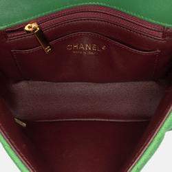 Pre Owned Chanel Green Mini Jersey Chic With Me Flap