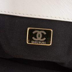 Pre Owned Chanel White Medium Lambskin 19 Flap