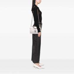 Pre Owned Chanel White Medium Lambskin 19 Flap