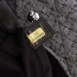 Pre Owned Chanel Black/Grey Quilted Wool and Calfskin Single Flap Bag