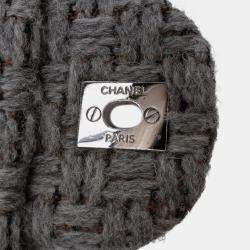 Pre Owned Chanel Black/Grey Quilted Wool and Calfskin Single Flap Bag