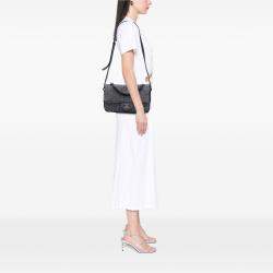 Pre Owned Chanel Black/Grey Quilted Wool and Calfskin Single Flap Bag