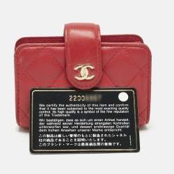 Pre Owned حامل بطاقات شانيل وردي مبطن جلد مع حواش