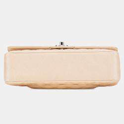 Pre Owned Chanel Beige Medium Classic Iridescent Caviar Double Flap Bag