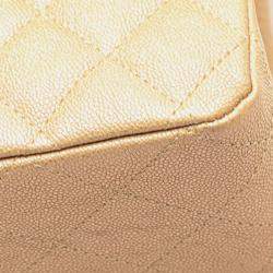 Pre Owned Chanel Beige Medium Classic Iridescent Caviar Double Flap Bag