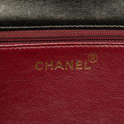 Pre Owned Chanel Black CC Quilted Lambskin Full Single Flap