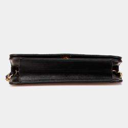 Pre Owned Chanel Black CC Quilted Lambskin Full Single Flap