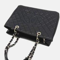 Pre Owned Chanel Black Leather Caviar Grand Shopping Bag