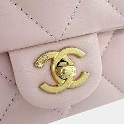 Pre Owned Chanel Pink Leather Lambskin Heart Chain New Mini bag