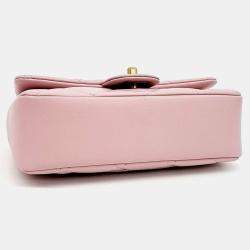 Pre Owned Chanel Pink Leather Lambskin Heart Chain New Mini bag