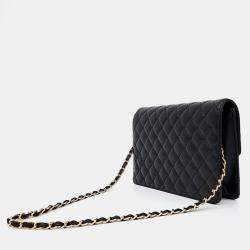 Pre Owned Chanel Black Leather lambskin shoulder bag