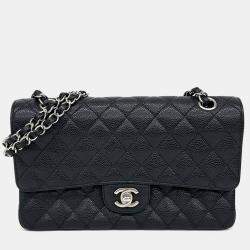 Pre Owned Chanel Black Leather Caviar Classic Medium bag