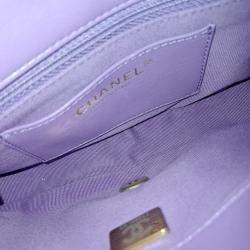 Pre Owned Chanel Purple Leather chain shoulder bag