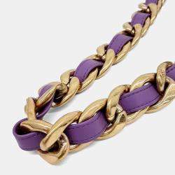 Pre Owned Chanel Purple Leather chain shoulder bag