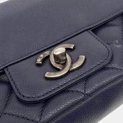 Pre Owned Chanel Black Leather Caviar Flap Chain Bag