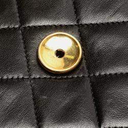 Pre Owned Chanel Black Medium CC Quilted Lambskin Half Single Flap