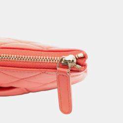 Pre Owned Chanel Red Medium Quilted Lambskin O Case Clutch